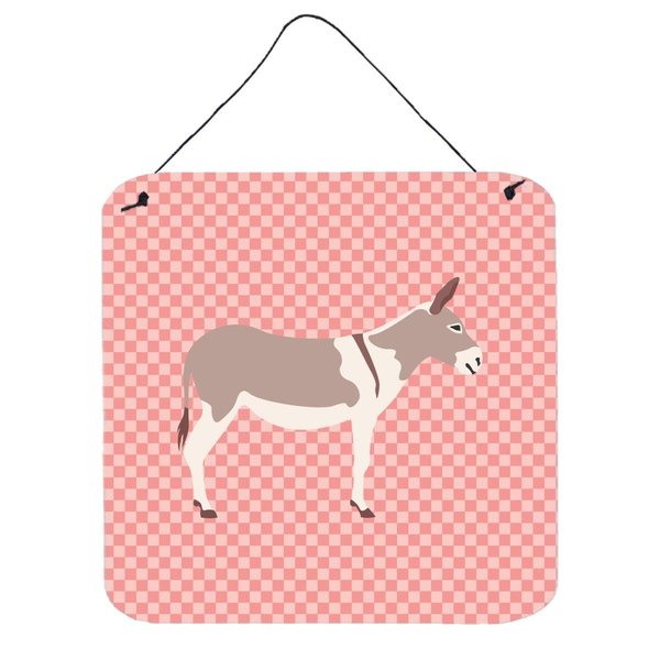 Micasa Australian Teamster Donkey Pink Check Wall or Door Hanging Prints6 x 6 in. MI228543